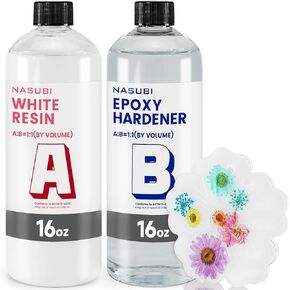 NASUBI 32oz راتنج أسود، راتنج عالي اللمعان، بدون فقاعات إيبوكسي راتنج للحرف اليدوية، كوستر، قالب راتنج، راتنج إيبوكسي راتنج أسود سهل الاستخدام، راتنج صب بدون رائحة ومقوي للمحترفين أو المبتدئين