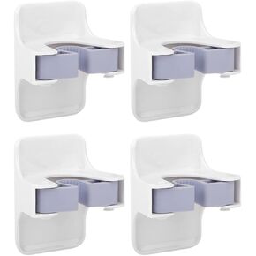4 Pcs Broom Gripper Mop Racks Holders Wall Mount Self Adhesive Hanging Organizer, Free Punching Broom Folder, Suitable for Home Garage