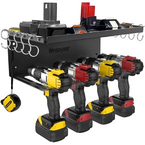 Power Tool Organizer, Cordless Drill Storage, Drill Holder Storage Wall Mount Shelf Rack, Charging Station to optimize Garage Organization and Power Tools Storage
