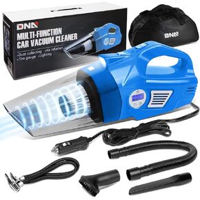 DNA MOTORING TOOLS-00181 4500PA Suction Portable High Power Mini Handheld Cordless Motorized Brush Vacuum Cleaner w/LED Light, Car Cleaning Kit, Black/Gold