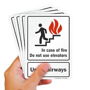 SmartSign “In Case Of Fire - Do Not Use Elevators, Use Stairways" Sign | 10" x 14" 3M Reflective Aluminum