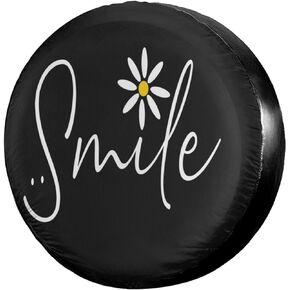 Delerain Spare Tire Cover Smile Daisy Wheel Covers Waterproof Dust-Proof UV Sun Universal Fit for RV Trailer RV SUV Truck and Many Vehicle (17 Inch for Diameter 31"-33")
