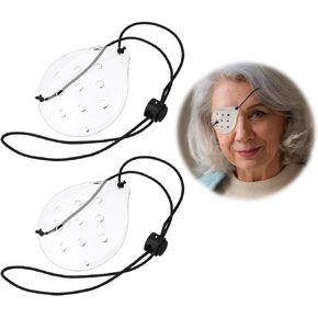 2 Pcs Plastic Eye Shield, Clear Eye Patch with Adjustable Strap Eye Surgery Covering Breathable After Surgery Eye Protections for Patient Men Women, Eye Care Supplies for Eye Post-Operative Recovery