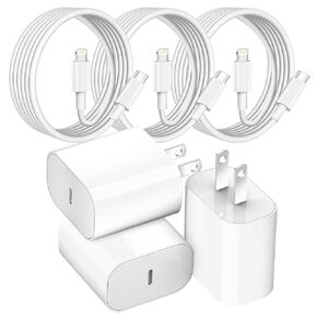 كتلة شحن سريعة لشاحن iPhone، محول شاحن Apple iPhone سريع [معتمد من Apple MFi] 3 عبوات شاحن حائط سريع Apple USB C، كابل USB C إلى Lightning بطول 10 أقدام لهاتف iPhone 14 ProMax/13/12/11/XR/X/SE، iPad in Kuwait