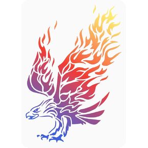 FINGERINSPIRE Eagle Stencil 11.7x8.3 inch Plastic Fire Eagle Pattern Stencil Bird Animal Wildlife Wall Stencils for Painting Template Reusable American Eagle Stencils for Independence Day Home Decor