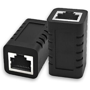 RJ45 Coupler Ethernet Cable Extender Female to Female Connector Cat7 Cat6 Cat5e Cat5 LAN in Line Newwork Patch Cord Extension Adapter (2, Black)