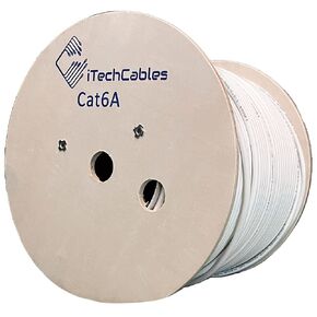 Cat6a Plenum 1000ft CMP Rated Pure Copper, 750Mhz, Solid Ethernet Cable, 23AWG, 10 Gigabit Ethernet Cable, Unshielded Twisted Pairs (6a UTP) (Blue)
