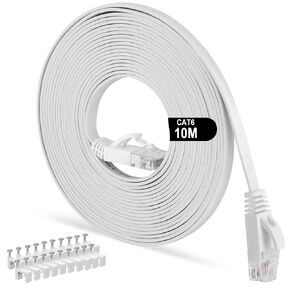 Cat6 Ethernet Cable, Long Internet Cables High-Speed Patch Cord Flat Design 1Gbps for 250Mhz/s UTP for Console, PS3, PS4, PS5, Switch, Router, Modem, Patch Panel, PC, TV, Home Office (25M)