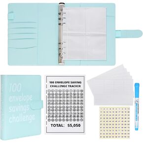 مجلد تحدي 100 ظرف، تحدي توفير أموال التخزين مقاس A5، أظرف لتوفير المال، طريقة سهلة وممتعة لتوفير كتاب ميزانية بقيمة 5050 دولارًا لتوفير المال in Kuwait