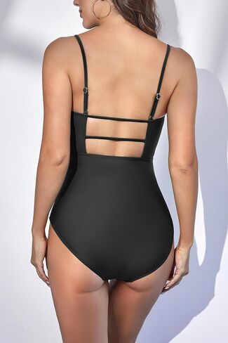 B2prity Women's One Piece Swimsuits Square Neck Cutout Back Bathing Suit Tummy Control Ruched Swimwear in Saudi Arabia