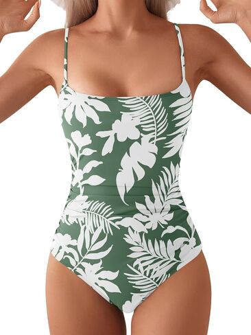 B2prity Women's One Piece Swimsuits Square Neck Cutout Back Bathing Suit Tummy Control Ruched Swimwear in Saudi Arabia