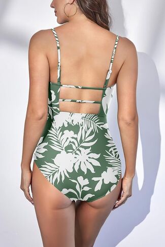 B2prity Women's One Piece Swimsuits Square Neck Cutout Back Bathing Suit Tummy Control Ruched Swimwear in Saudi Arabia