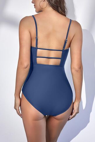 B2prity Women's One Piece Swimsuits Square Neck Cutout Back Bathing Suit Tummy Control Ruched Swimwear in Saudi Arabia
