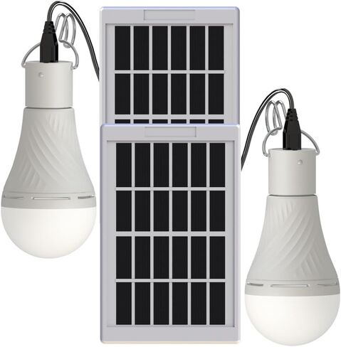 Dusk to Dawn Solar Light Bulbs, 4 Light Modes, 2 Pack Portable Solar Light Bulbs for Indoor Chicken Coop Shed Emergency in Kuwait