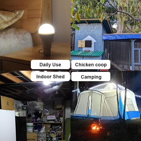 Dusk to Dawn Solar Light Bulbs, 4 Light Modes, 2 Pack Portable Solar Light Bulbs for Indoor Chicken Coop Shed Emergency in Kuwait