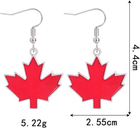 5PCS كندا يوم العلم نمط الأقراط سبيكة قطرة النفط الأحمر القيقب القلب أقراط in Saudi Arabia