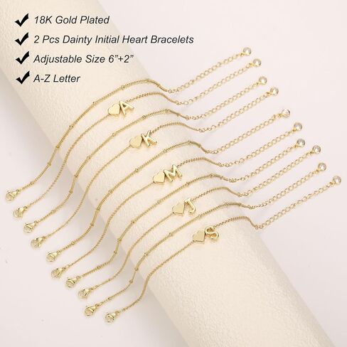 أساور الذهب للنساء العصرية 18K الذهب مطلي القلب الأولي سوار للفتيات في سن المراهقة شخصية A-Z داينتي حرف سحر أساور الأزياء الطبقات سلسلة أساور للنساء هدية in Kuwait