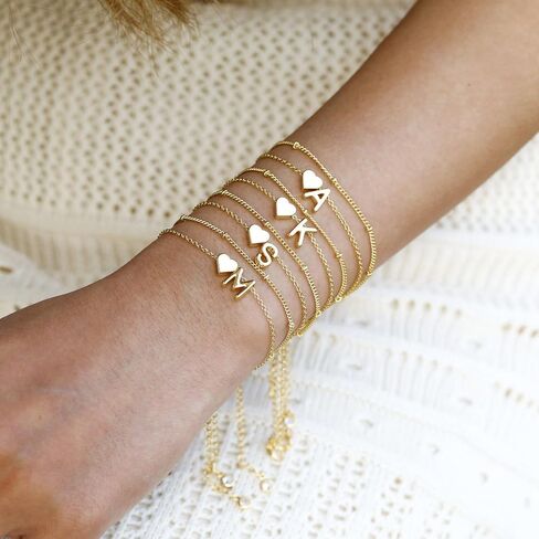 أساور الذهب للنساء العصرية 18K الذهب مطلي القلب الأولي سوار للفتيات في سن المراهقة شخصية A-Z داينتي حرف سحر أساور الأزياء الطبقات سلسلة أساور للنساء هدية in Kuwait