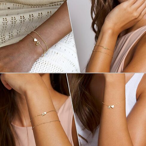 أساور الذهب للنساء العصرية 18K الذهب مطلي القلب الأولي سوار للفتيات في سن المراهقة شخصية A-Z داينتي حرف سحر أساور الأزياء الطبقات سلسلة أساور للنساء هدية in Kuwait