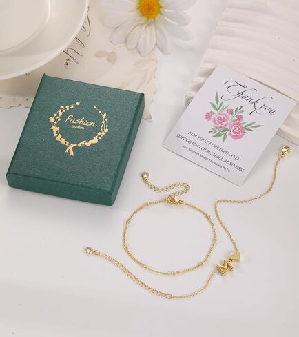 أساور الذهب للنساء العصرية 18K الذهب مطلي القلب الأولي سوار للفتيات في سن المراهقة شخصية A-Z داينتي حرف سحر أساور الأزياء الطبقات سلسلة أساور للنساء هدية in Kuwait