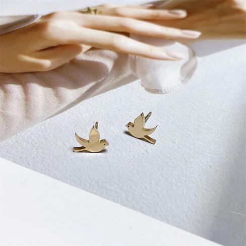 Minimalist Bird Small Little Stud Earrings for Women Teen Girls Cute Stainless Steel Flying Swallow Animal Cartilage Pierced Hypoallergenic Tiny Huggie Sleeper Studs Fashion Jewelry Birthday Gifts in Saudi Arabia