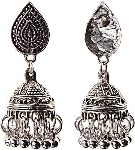DOUVEI 4 Pairs Oxidized Gold Silver Indian Jhumka Jhumki Earrings Jewelry Stud Earrings Combo Women Girls in Saudi Arabia