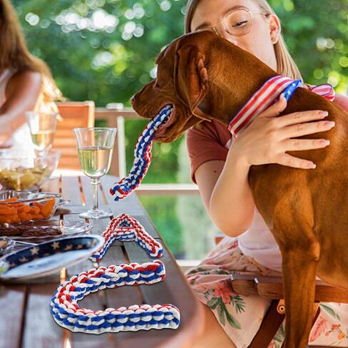 Vehomy 4th of July Dog Toys U S A Shape Dog Chewing Toys Dog Cotton Rope Toys Puppy Independence Day Interactive Toy Patriotic Dog Toys for Small Medium Dogs 3 Pack in Saudi Arabia
