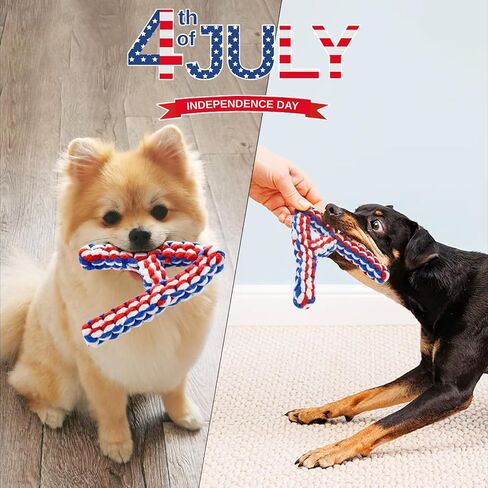 Vehomy 4th of July Dog Toys U S A Shape Dog Chewing Toys Dog Cotton Rope Toys Puppy Independence Day Interactive Toy Patriotic Dog Toys for Small Medium Dogs 3 Pack in Saudi Arabia