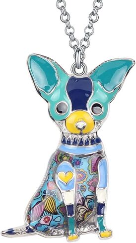 BONSNY Love Pets Enamel Zinc Alloy Chihuahua Necklace Dog Animals Pendant Gifts Women Jewelry in Saudi Arabia