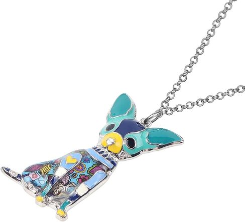BONSNY Love Pets Enamel Zinc Alloy Chihuahua Necklace Dog Animals Pendant Gifts Women Jewelry in Saudi Arabia