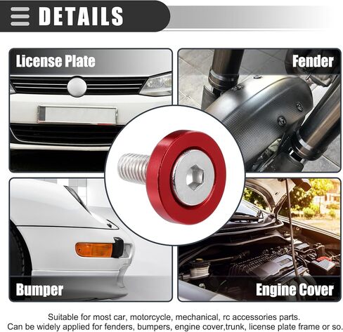 Motoforti Universal Finishing Countersunk Fender Bumper Washers, Gasket Screw Engine Bay Fastener Kit for Car Motorcycle Mechanical RC Parts, M6, Durable, Aluminum Alloy, Red, 1 Set in Saudi Arabia