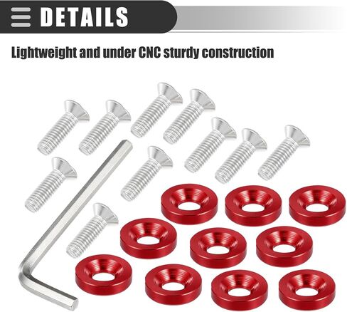 Motoforti Universal Finishing Countersunk Fender Bumper Washers, Gasket Screw Engine Bay Fastener Kit for Car Motorcycle Mechanical RC Parts, M6, Durable, Aluminum Alloy, Red, 1 Set in Saudi Arabia