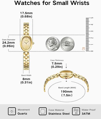 Gold Watches for Women Dainty Small Gold Watch Stainless Steel Women Watch with Link Removal Tools and Gift Box for Women and Love Ones in Saudi Arabia