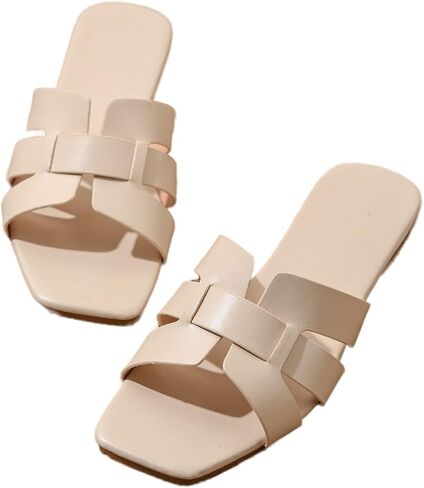 GORGLITTER Women's H-Band Flat Sandals Summer Casual Cut Out Slide Sandals in Saudi Arabia