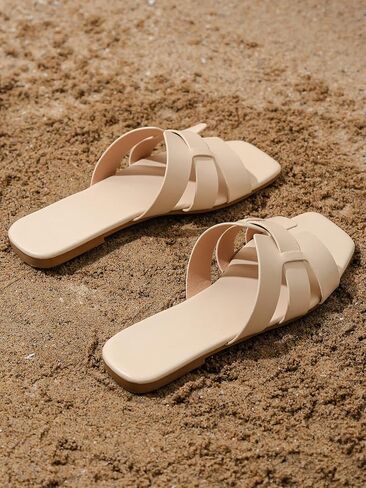 GORGLITTER Women's H-Band Flat Sandals Summer Casual Cut Out Slide Sandals in Saudi Arabia