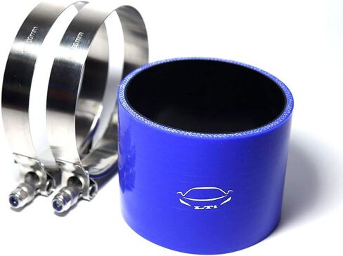 LTI Universal 89mm 4-Ply Reinforced High Performance 3.5" ID Straight Silicone Hose Coupler + T Bolt Clamp 304 Stainless Steel (3.5" BLUE) in Saudi Arabia