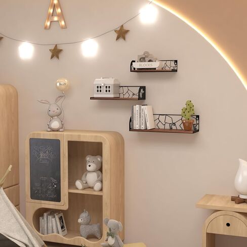 أرفف عائمة من CRUGLA مقاس 16 بوصة لمجموعة الحائط المكونة من 3 قطع، ديكور فني جداري لعائلة الفيل، رف تخزين معلق ريفي للحمام والمطبخ وغرفة النوم وغرفة المعيشة ورف الكتب in Kuwait