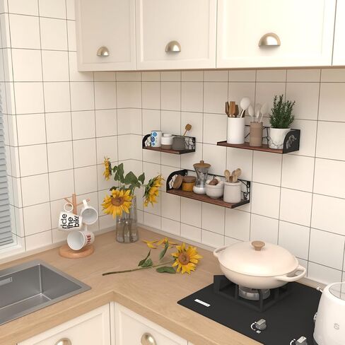 أرفف عائمة من CRUGLA مقاس 16 بوصة لمجموعة الحائط المكونة من 3 قطع، ديكور فني جداري لعائلة الفيل، رف تخزين معلق ريفي للحمام والمطبخ وغرفة النوم وغرفة المعيشة ورف الكتب in Kuwait