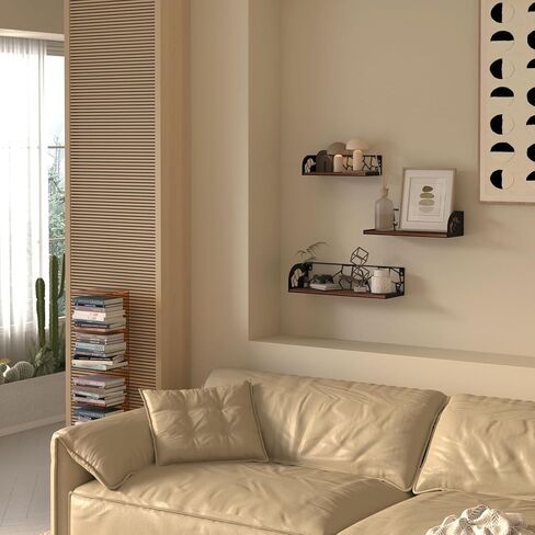 أرفف عائمة من CRUGLA مقاس 16 بوصة لمجموعة الحائط المكونة من 3 قطع، ديكور فني جداري لعائلة الفيل، رف تخزين معلق ريفي للحمام والمطبخ وغرفة النوم وغرفة المعيشة ورف الكتب in Kuwait