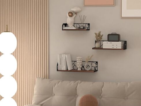 أرفف عائمة من CRUGLA مقاس 16 بوصة لمجموعة الحائط المكونة من 3 قطع، ديكور فني جداري لعائلة الفيل، رف تخزين معلق ريفي للحمام والمطبخ وغرفة النوم وغرفة المعيشة ورف الكتب in Kuwait