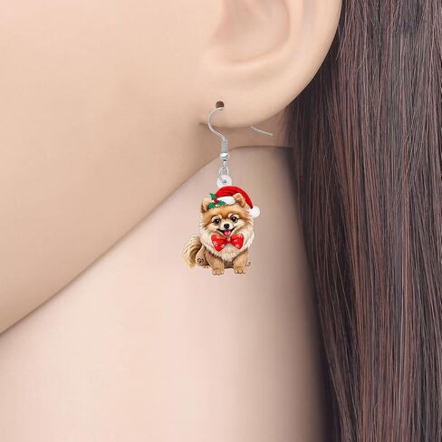 Acrylic Pomeranian Dangle Earrings Cute Dog Charms Novelty Pets Puppy Gifts for Women Girls Jewelry Accessories in Saudi Arabia