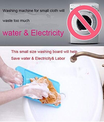 Washing board mini washboards plastic wash board for baby cloth small Items cloth diapeers used in bathroom sink small basin lightweight travelling small size(blue) in Saudi Arabia