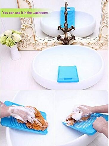Washing board mini washboards plastic wash board for baby cloth small Items cloth diapeers used in bathroom sink small basin lightweight travelling small size(blue) in Saudi Arabia