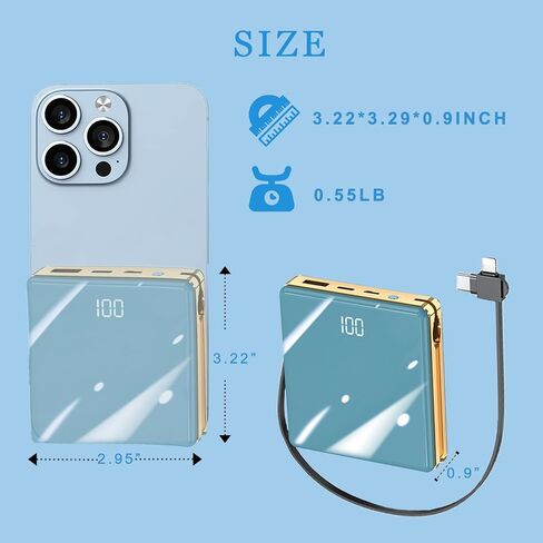 Portable Charger 15800mAh Power Bank with Fast Charging - Red Cell Phone Battery Level Display Built in 3 Cables - External Battery Pack Charge - Compatible with iPhone, Samsung, iPad, Galaxy，etc. in Saudi Arabia
