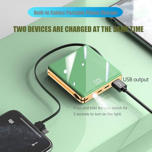 Portable Charger 15800mAh Power Bank with Fast Charging - Red Cell Phone Battery Level Display Built in 3 Cables - External Battery Pack Charge - Compatible with iPhone, Samsung, iPad, Galaxy，etc. in Saudi Arabia