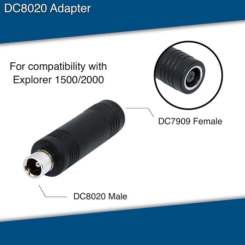 مجموعة قطعتين - كابل تمديد 20 قدم 8 مم (DC7909) موصلات ذكر/أنثى ومحول DC8020، متوافق مع جاكيري وبلويتي ومحطات الطاقة والألواح الشمسية، 14AWG in Saudi Arabia
