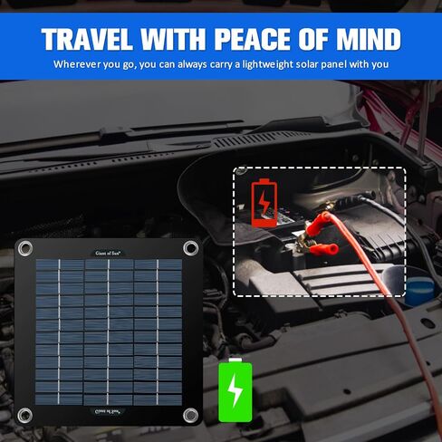 طقم لوحة شمسية 10 وات 12 فولت شاحن شمسي مقاوم للماء طقم شاحن محمول يعمل بالطاقة الشمسية مع 4 أكواب شفط خفيفة الوزن وعالية الكفاءة للحفاظ على بطارية السيارة لقارب السيارة RV (أسود) in Kuwait