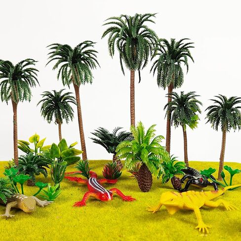 ألعاب السحلية على شكل حيوانات برمائية، ألعاب تماثيل الغابات المطيرة الاستوائية، نموذج الغابة، أشجار العشب لموضوع السحلية، صناعة يدوية للحفلات، نموذج بناء السكك الحديدية، مستلزمات المناظر الطبيعية (نمط 01) in Kuwait