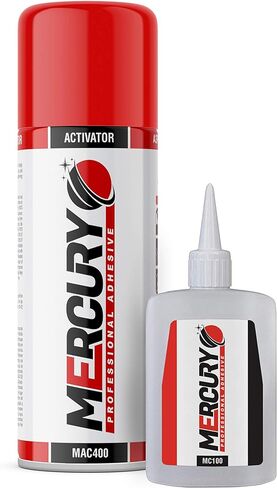غراء Mercury CA مع المنشط (2 × 3.5 أونصة - 2 × 13.5 أونصة سائلة) غراء CA الفوري للأعمال الخشبية، لاصق سيانوأكريليت ورذاذ المسرع - عبوتان in Kuwait