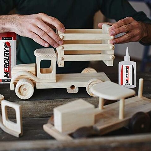 غراء Mercury CA مع المنشط (2 × 3.5 أونصة - 2 × 13.5 أونصة سائلة) غراء CA الفوري للأعمال الخشبية، لاصق سيانوأكريليت ورذاذ المسرع - عبوتان in Kuwait